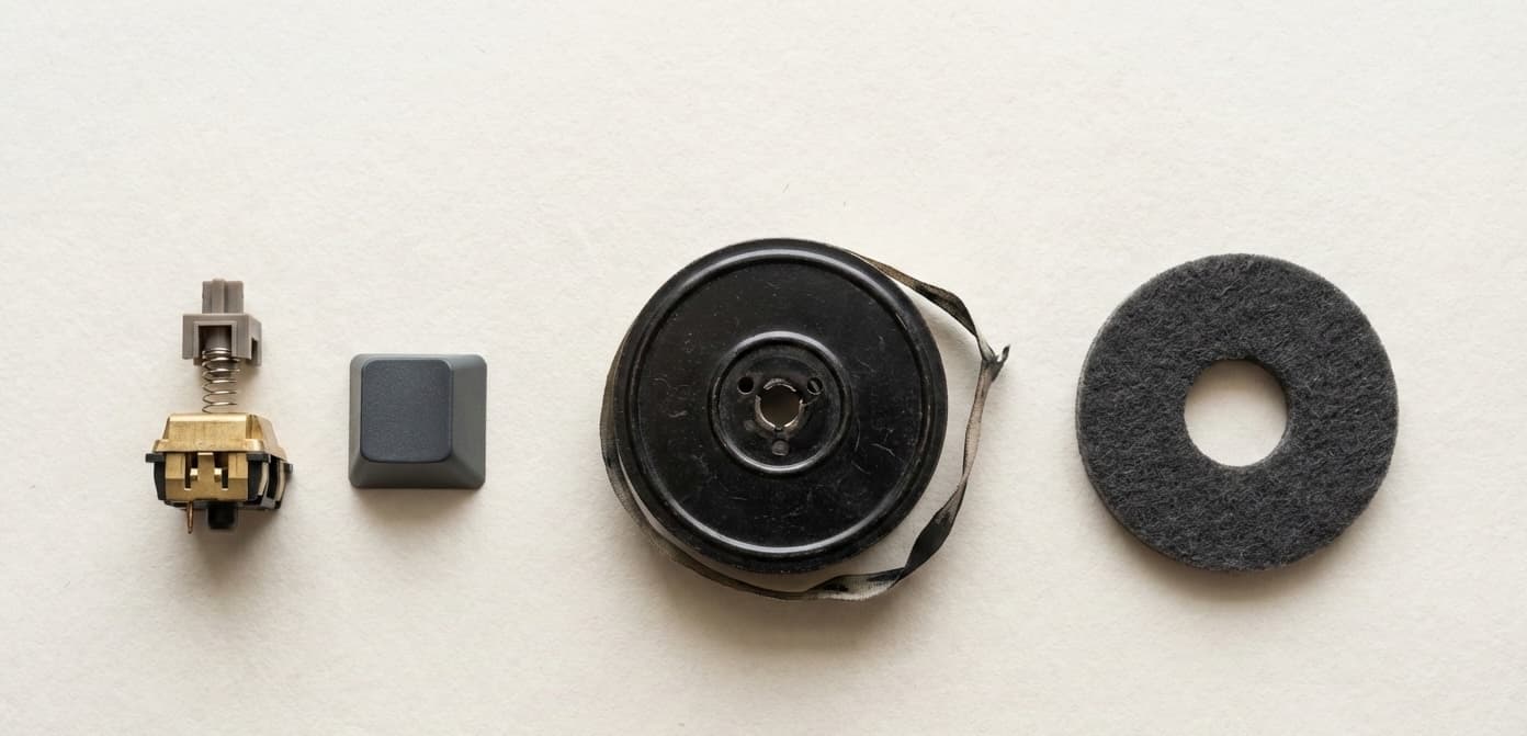 Three sound profile objects arranged on a desk